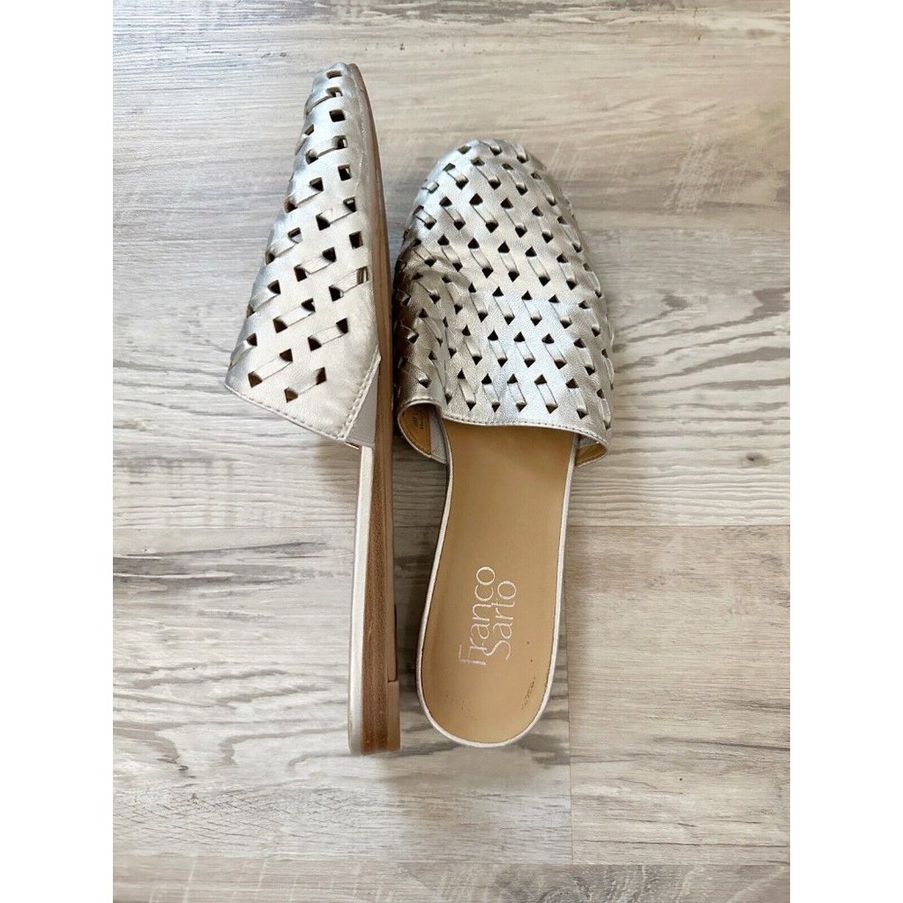 Franco Sarto Women's Silver Metallic L-Glena2 Leather Slip On Mules Size 9 - Picture 3 of 11